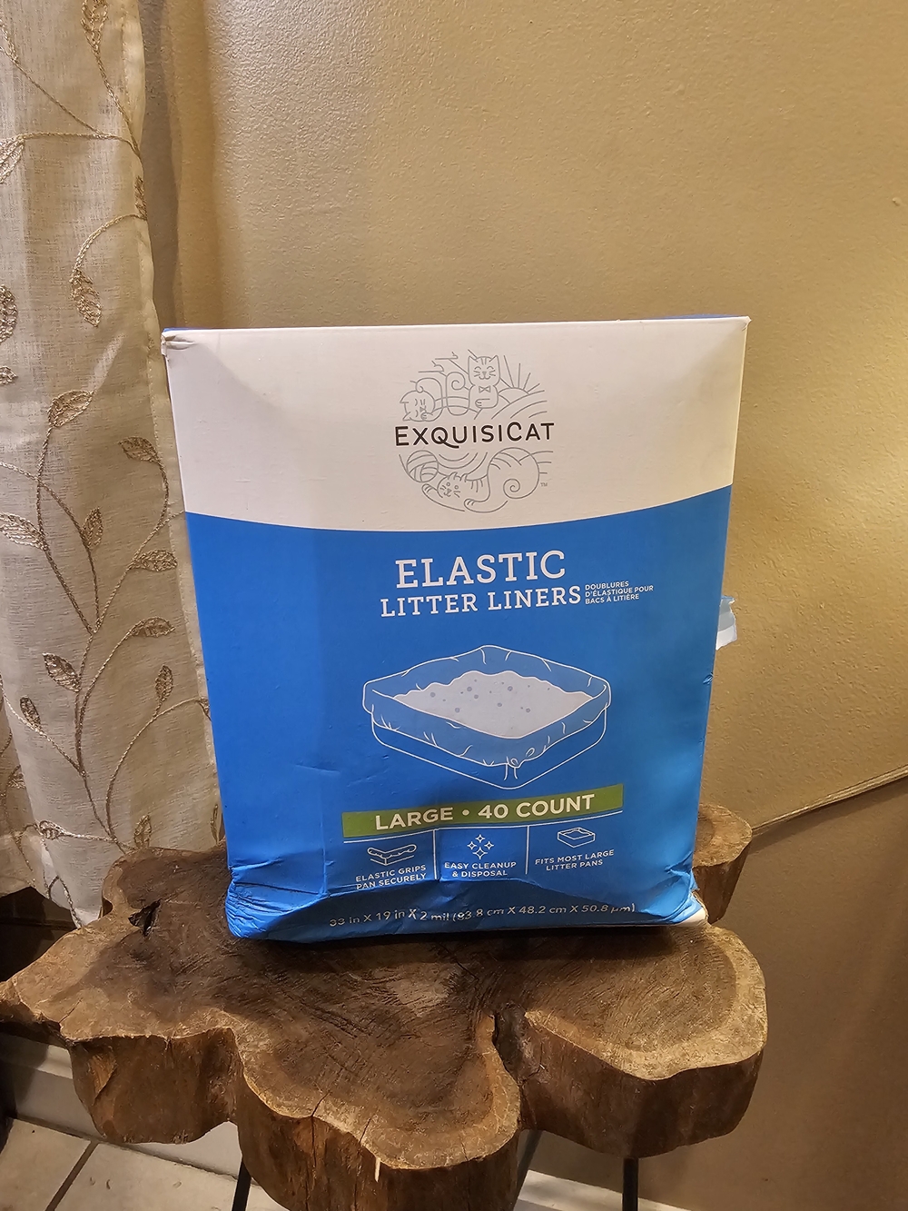 Exquisicat Elastic Cat Litter Liners - Blue (Large, 40 Count)